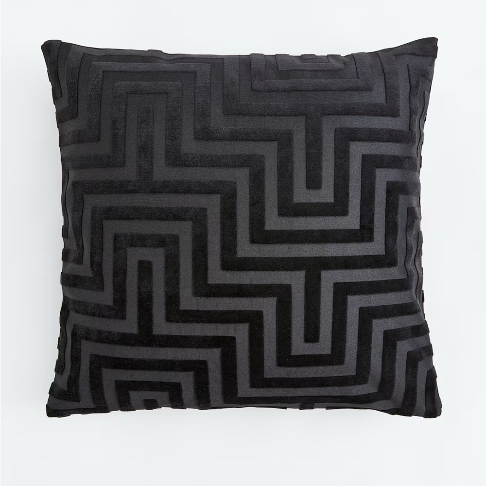 2 Black Velvet Geometric Throw Pillow covers